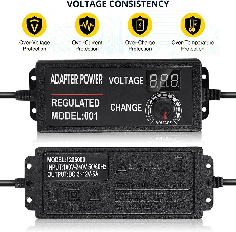 AC Adjustable Power Adapter 3V-12V 3V-24V 9V-24V 12V-24V 3A 5A EU US Plug Various Voltage DC Source For 2835 5050 5730 LED Strip
