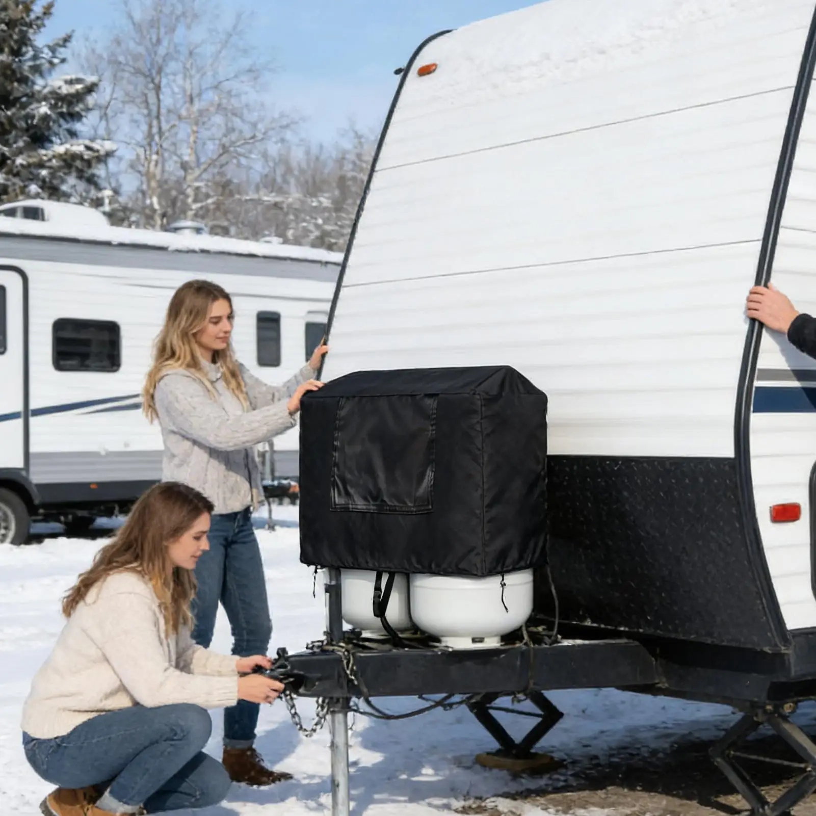 

Чехол для газового баллона RV из ткани Оксфорд 600D, водонепроницаемый, защитный, для кемперов, зима-лето, 70x45 см