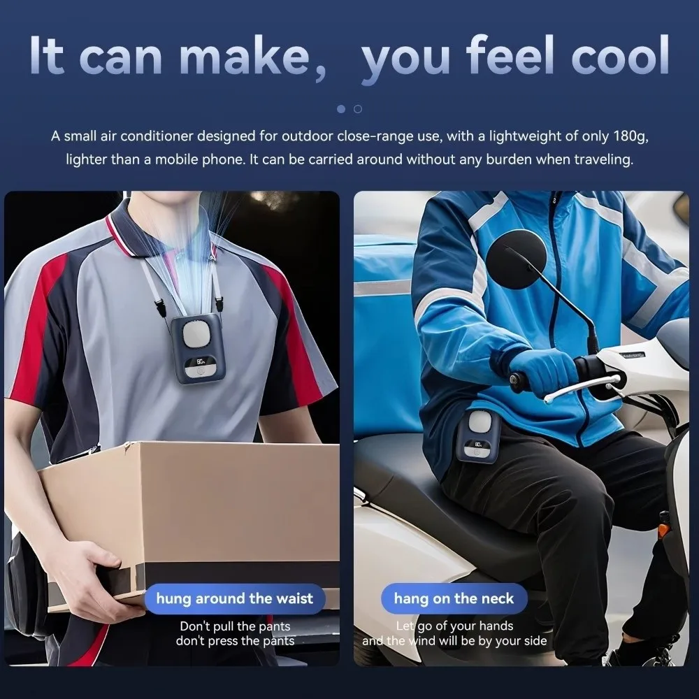 NEW Ultra-thin Waist Fan Strong Airflow 5 Speeds Neck Hanging Cooling Fan Hands-Free USB Charging Wearable Fan