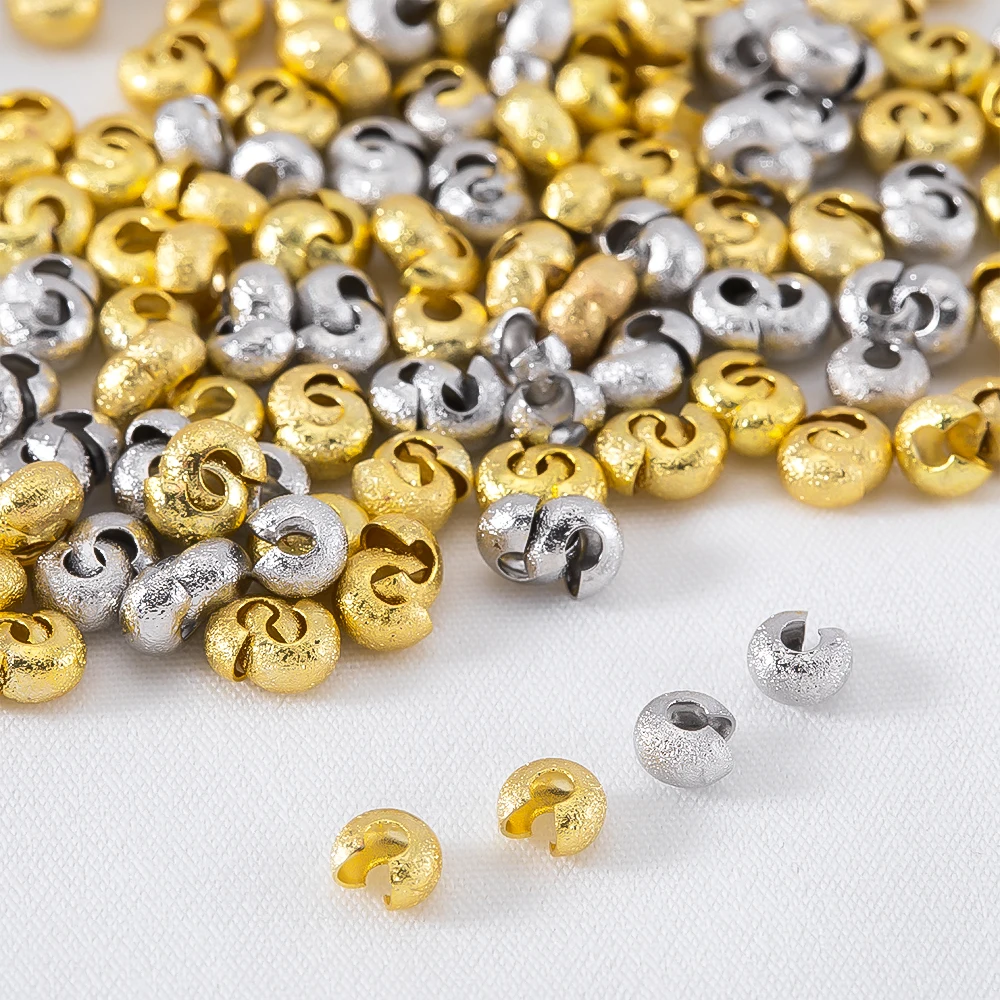 10Pcs Frosted Surface Half-Moon Open Positioning Beads Copper Crimp Bead Caps for DIY Beaded Necklace Bracelet Jewelry Making