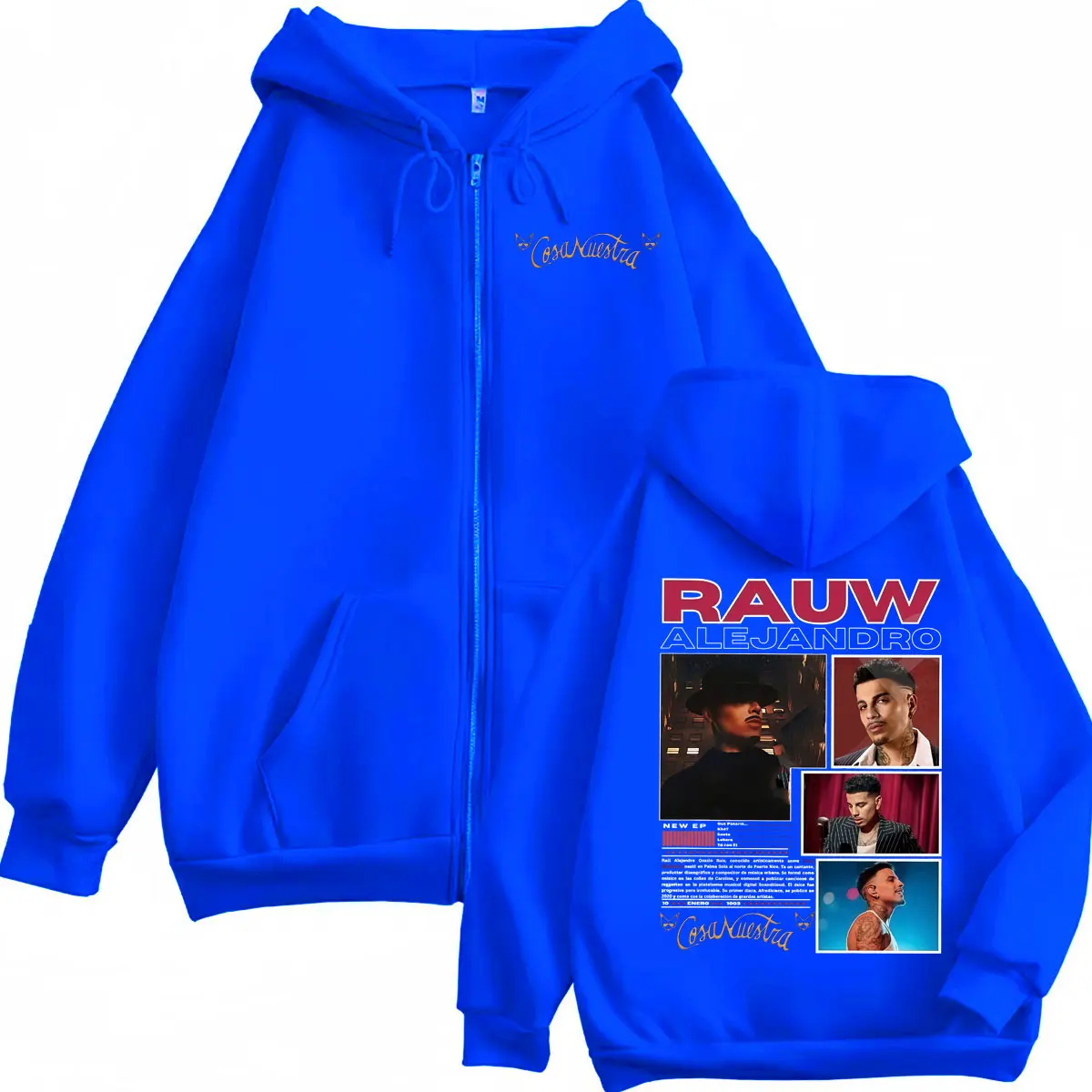 Rapper Rauw Alejandro Cosa Nuestra Merch Zipper Hoodie Hip Hop Vintage Zip Up Sweatshirts Men's Women's Fashion Casual Pullovers