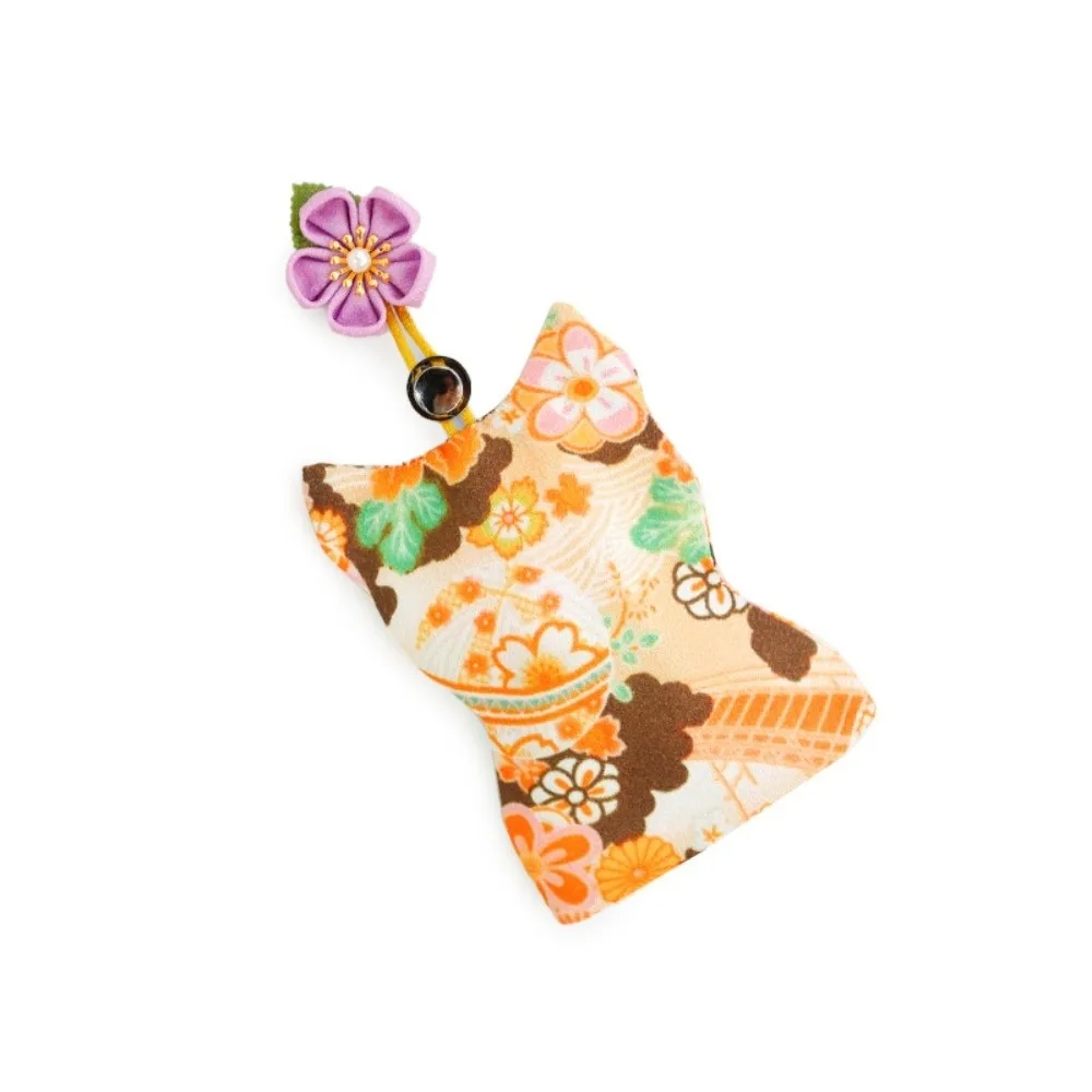 Funda para llaves extraíble de estilo japonés, mecanismo de cuerda para tirar, llavero de tela portátil, llavero de almacenamiento con arco, bolsa para llavero de gatito