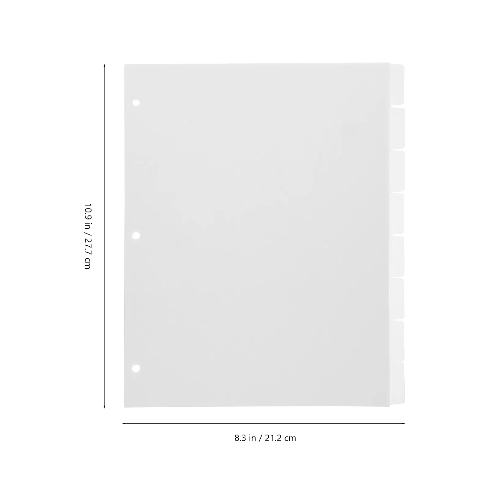 8Sheets Punched Binder Dividers Plastic Notebook Dividers with Clear Tabs for Organizing Journals Diaries Reports Presentations
