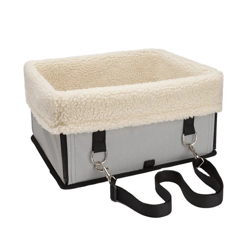 Portable Foldable Dog Booster Seat Car Adjustable Car Seat Travel Carrier Zipper Closed Seat Belt Printed Polyester
