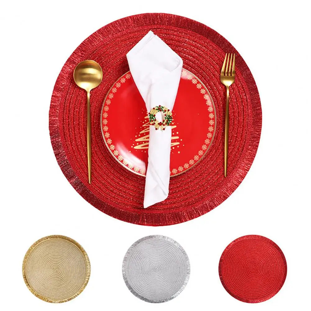 Round Placemats PP Insulated Table Mat Coasters Washable Place Mats For Outdoor Festival Wedding Party Dining Table