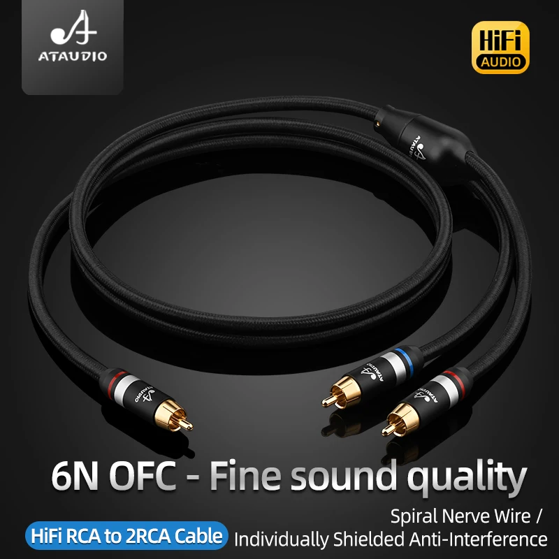 HiFi RCA to 2RCA Cable High Quality Subwoofer Y  Splitter Audio Cable for Speaker Amplifier With RCA Male to 2RCA Male Wire