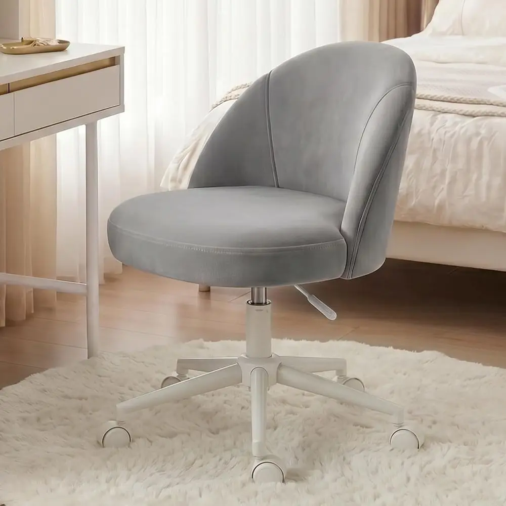 Vanity Chair with 13 Back Lumbar Support & 20 Wide Seat | Velvet, Rolling Task Chair or Makeup Vanity, Home Office & Young Teen