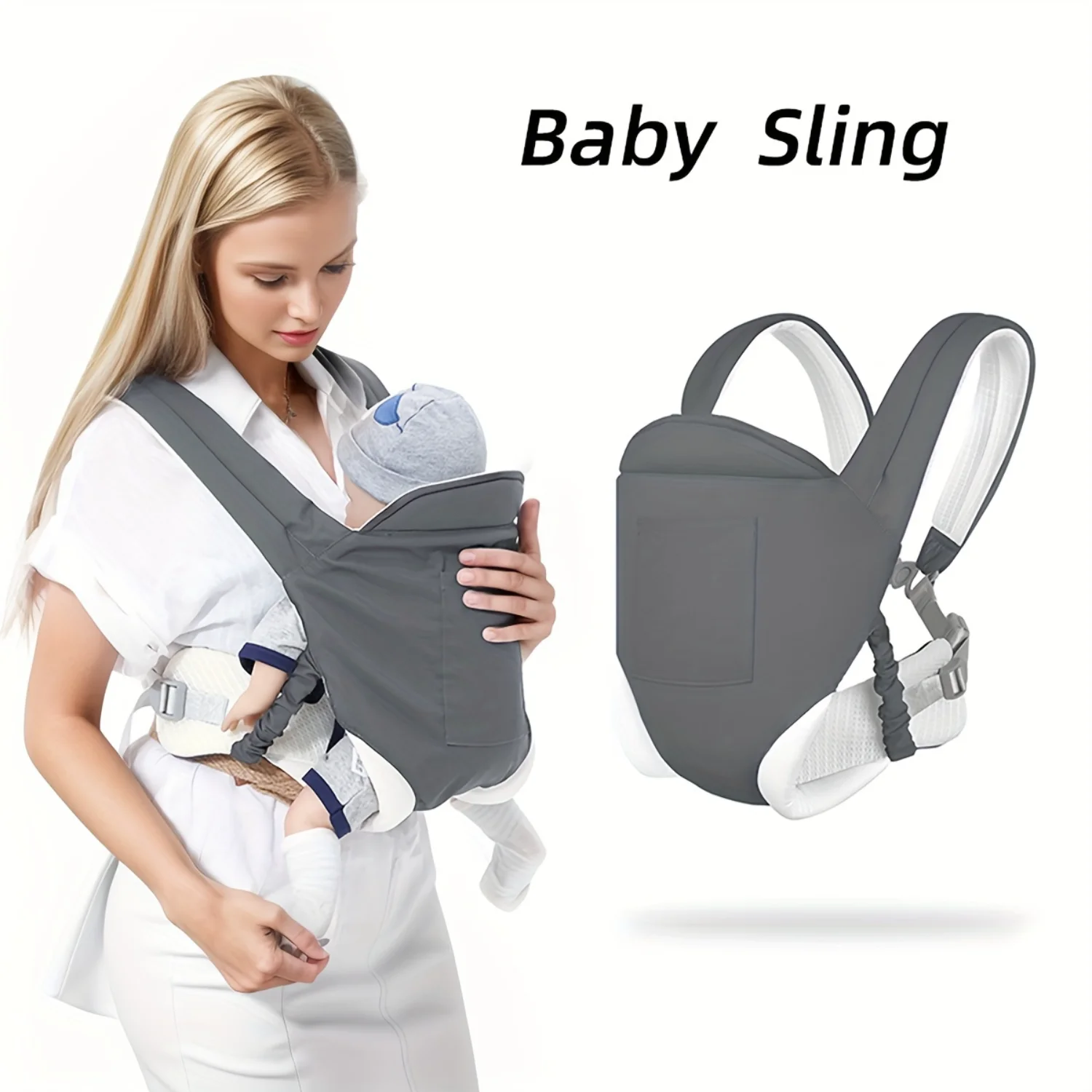 

Soft Adjustable Baby Carrier - Comfortable Shoulder Strap, Ergonomic Sling - Secure Buckle, Stretchy Fit | Perfect Gift for Chri