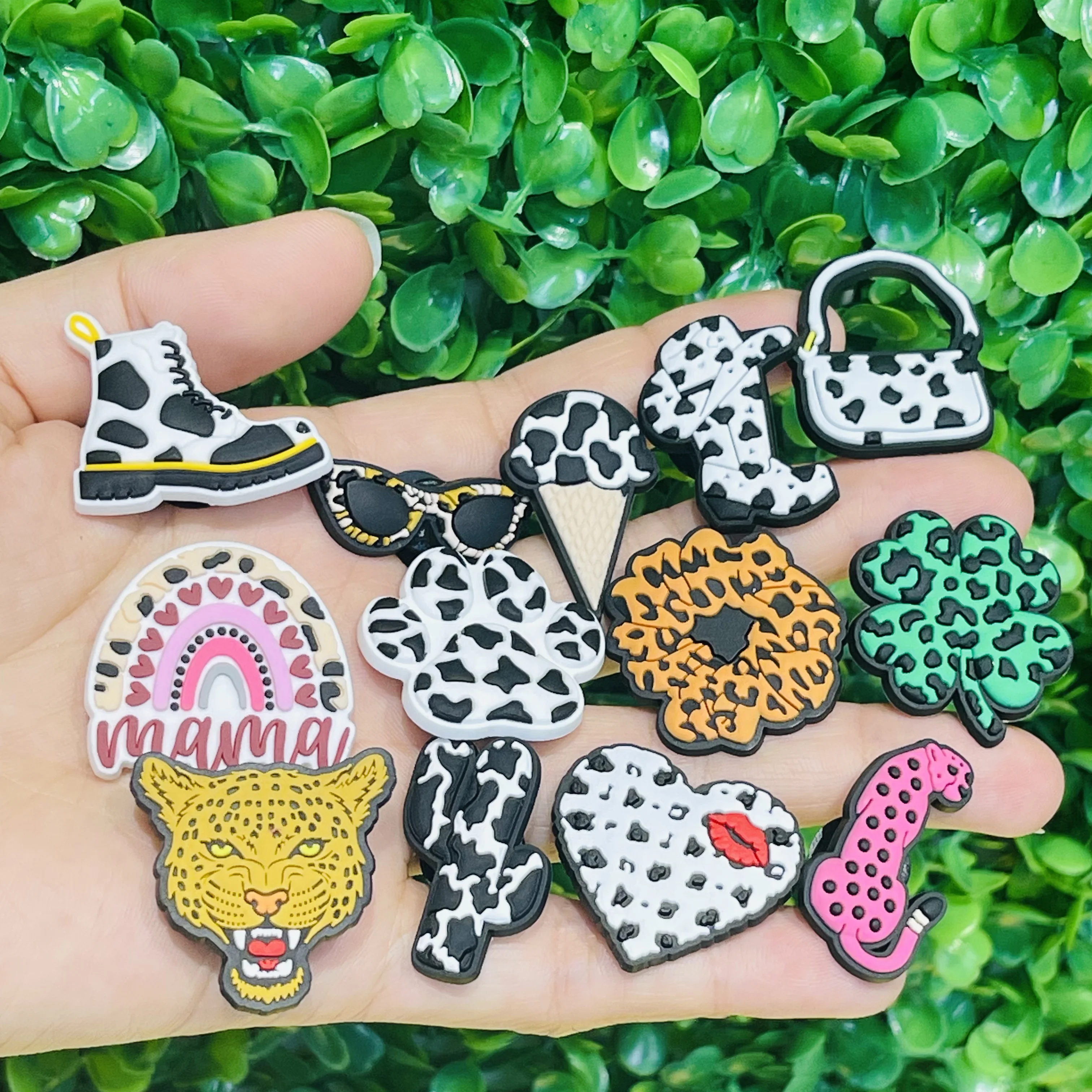 1-23Pcs Dog Footprint Boots Butterfly Cherry Bracelet Charms Lipstick Shoe Button Accessories Fit Woman Party Gifts