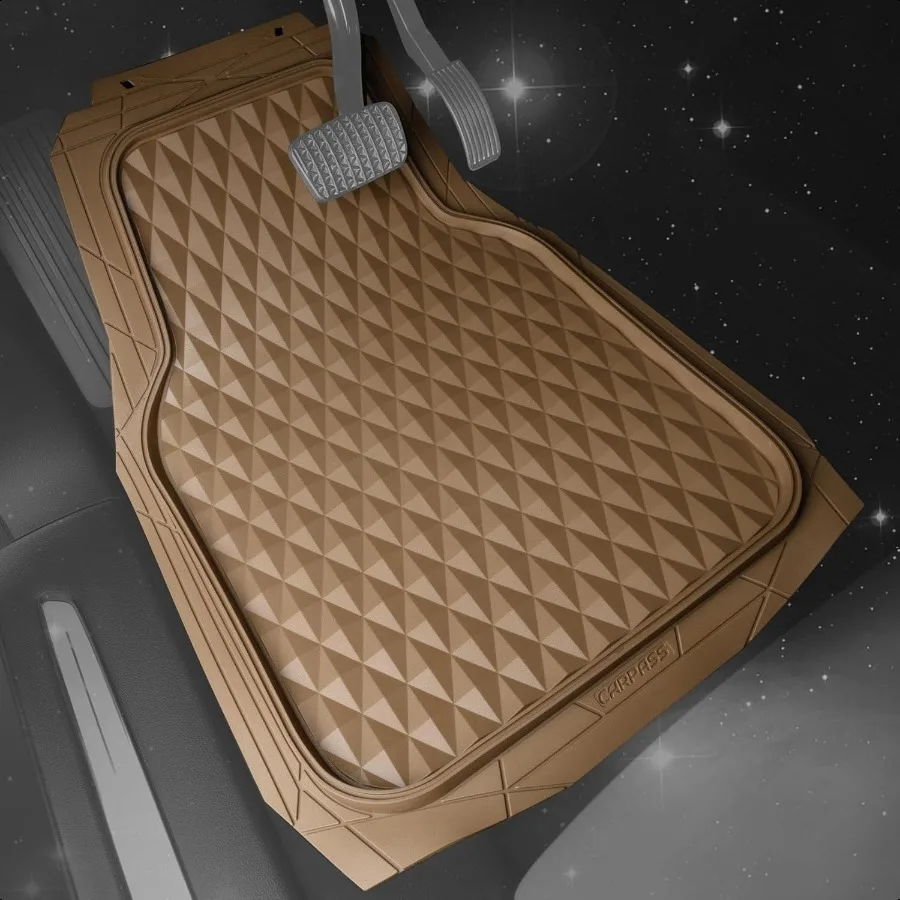 Heavy Duty Rubber Beige Car Floor Mats and Cargo Liners Deep Dish AllWeather Trunk Mats Durable AntiSlip 3D Rhombus Waterproof