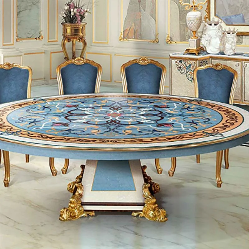 Luxury Classic Royal Antique European Design Panel Furniture 8 10 12 Seater Dining Table Chair Set for Hotel Villa Home