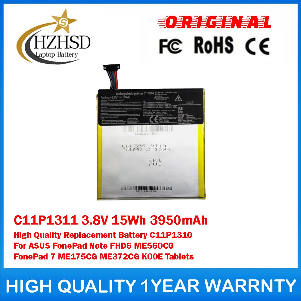 

C11P1311 3.8V 15Wh 3950mAh High Quality Replacement Battery C11P1310 For ASUS FonePad Note FHD6 ME560CG FonePad7 ME175CG ME372CG