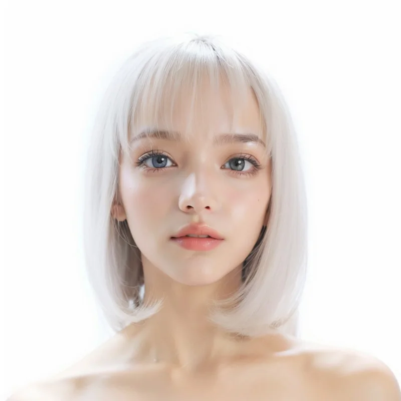 Zolin Gray Wig Daily Use Straight Short Hair Wigs BobHaircut With Bangs Grey Color For Woman Girls