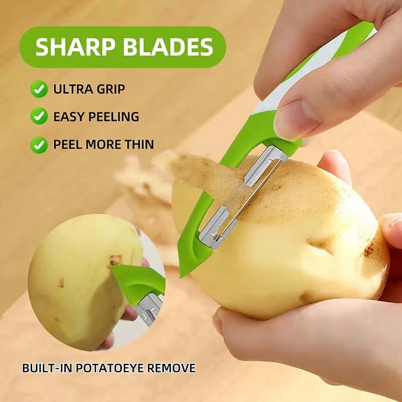 Portable peeler, scraper, kitchen and household use, stainless steel potato peeler, melon slicer image 5