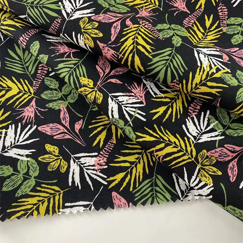 

Summer Style Plant Printed Poplin Cotton Fabric for Bedding Clothing Handmade DIY Sewing 1 Yard