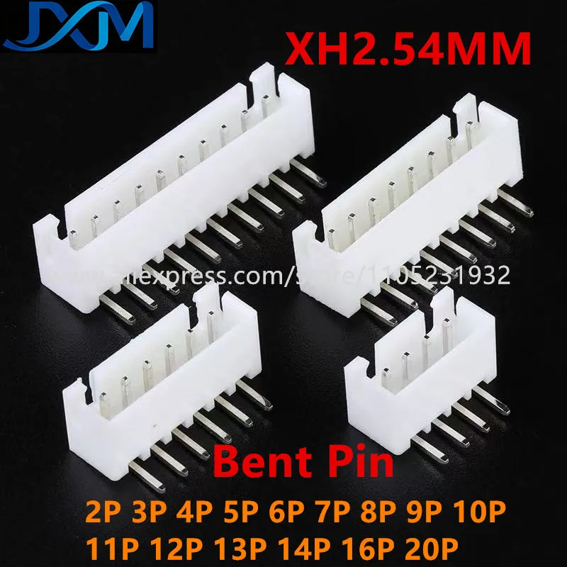 XH2.54mm Electronic Connectors with Bent Pins Various Sizes 2P 3P 4P 5P 6P 7P 8P 9P 10P 11P 12P 13P 14P Options for Electronics