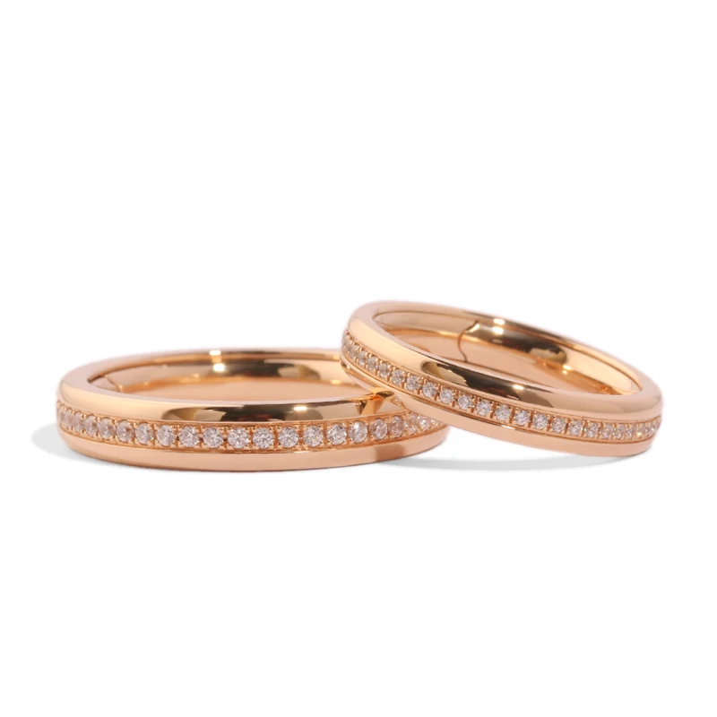 Handcrafted Designer Pavé-Set Diamond 18K/14K/10K Gold Couple Rings, Luxurious Wedding/Engagement Bands for Him & Her