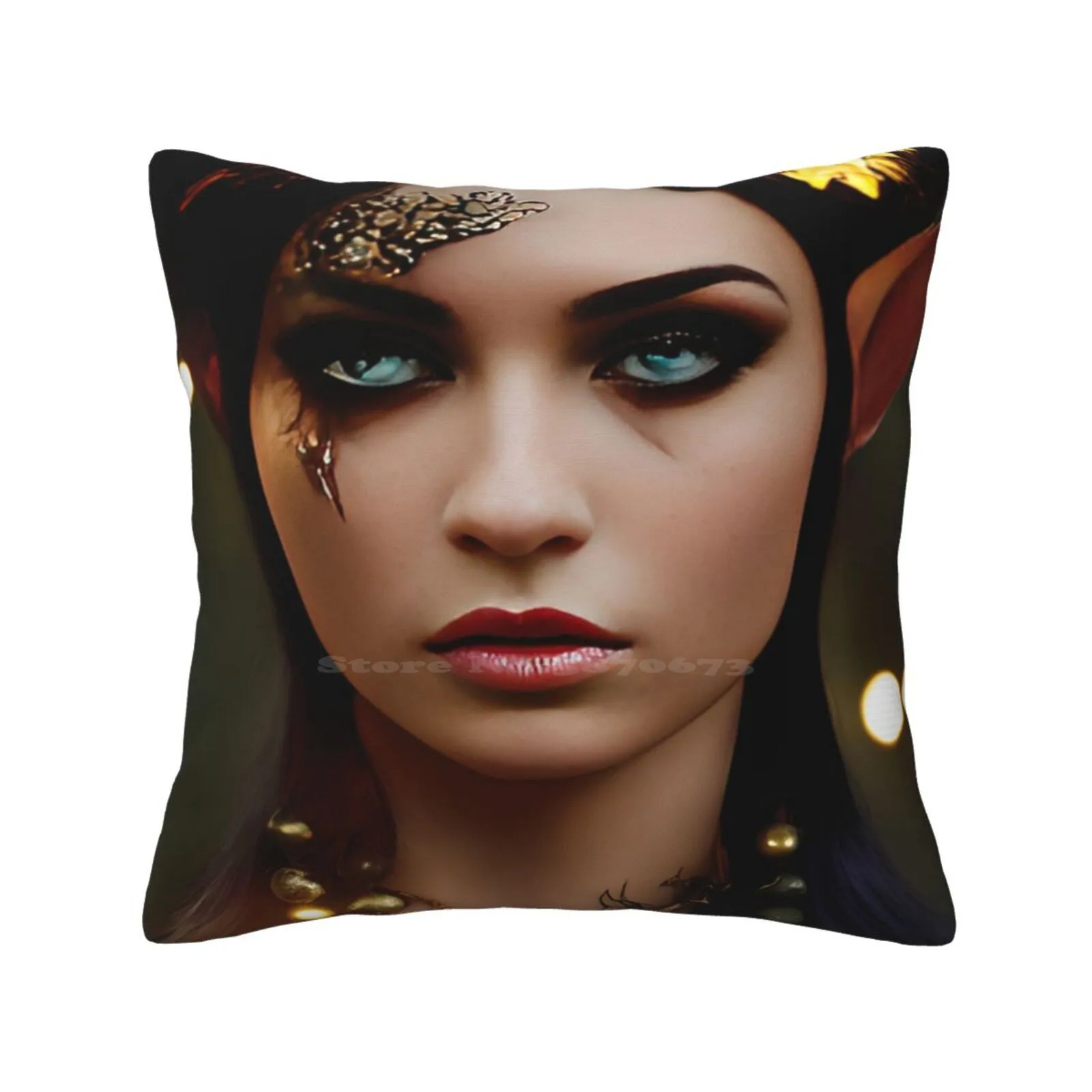 A Gorgeous Fantasy Elven Model Throw Cushion Pillow Cover Fantasy Ai Art Elf Colorful