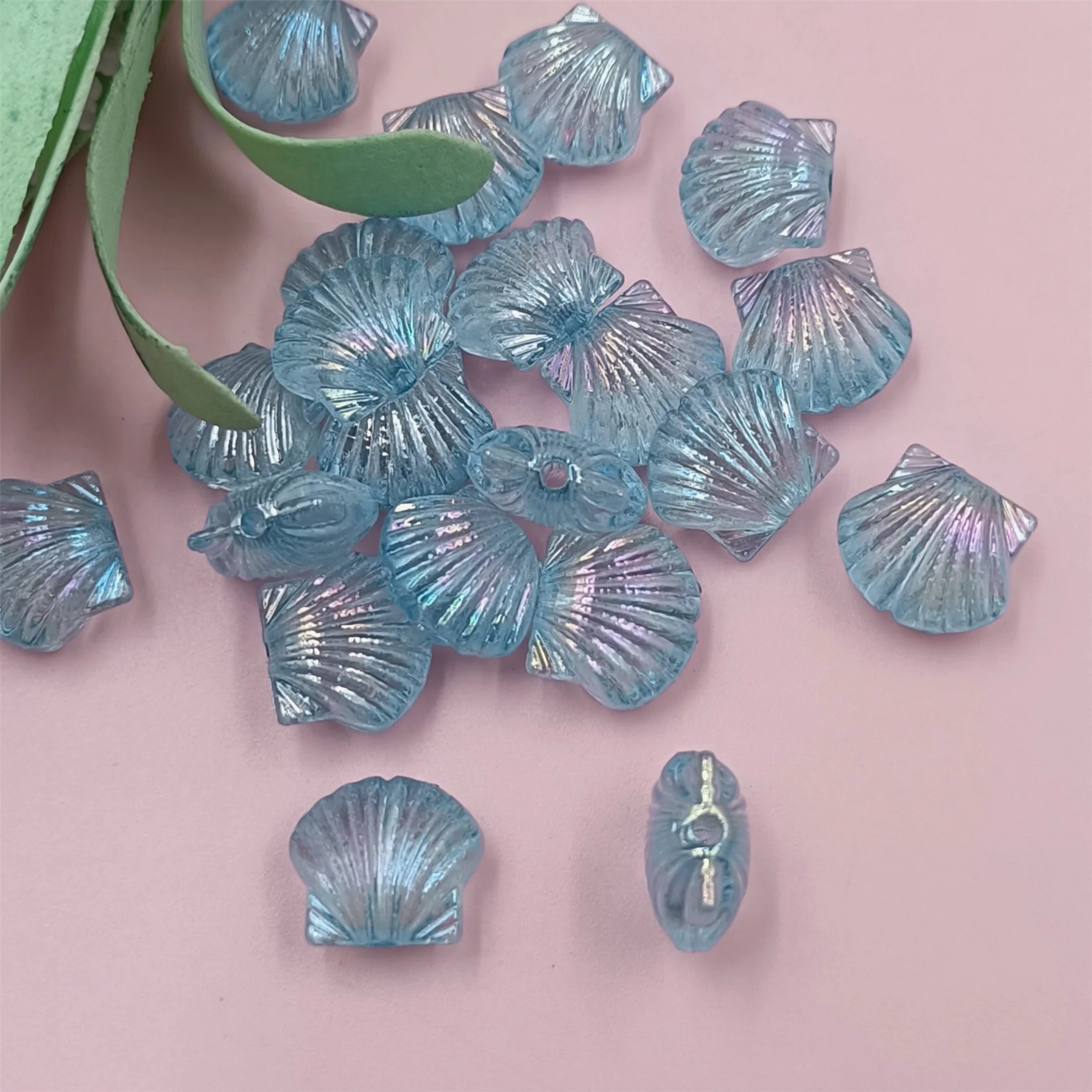 20Pcs/lot Shell Shaped Acrylic AB Color Beads Loose Pendant Jewelry DIY Necklace Handmade Accessories