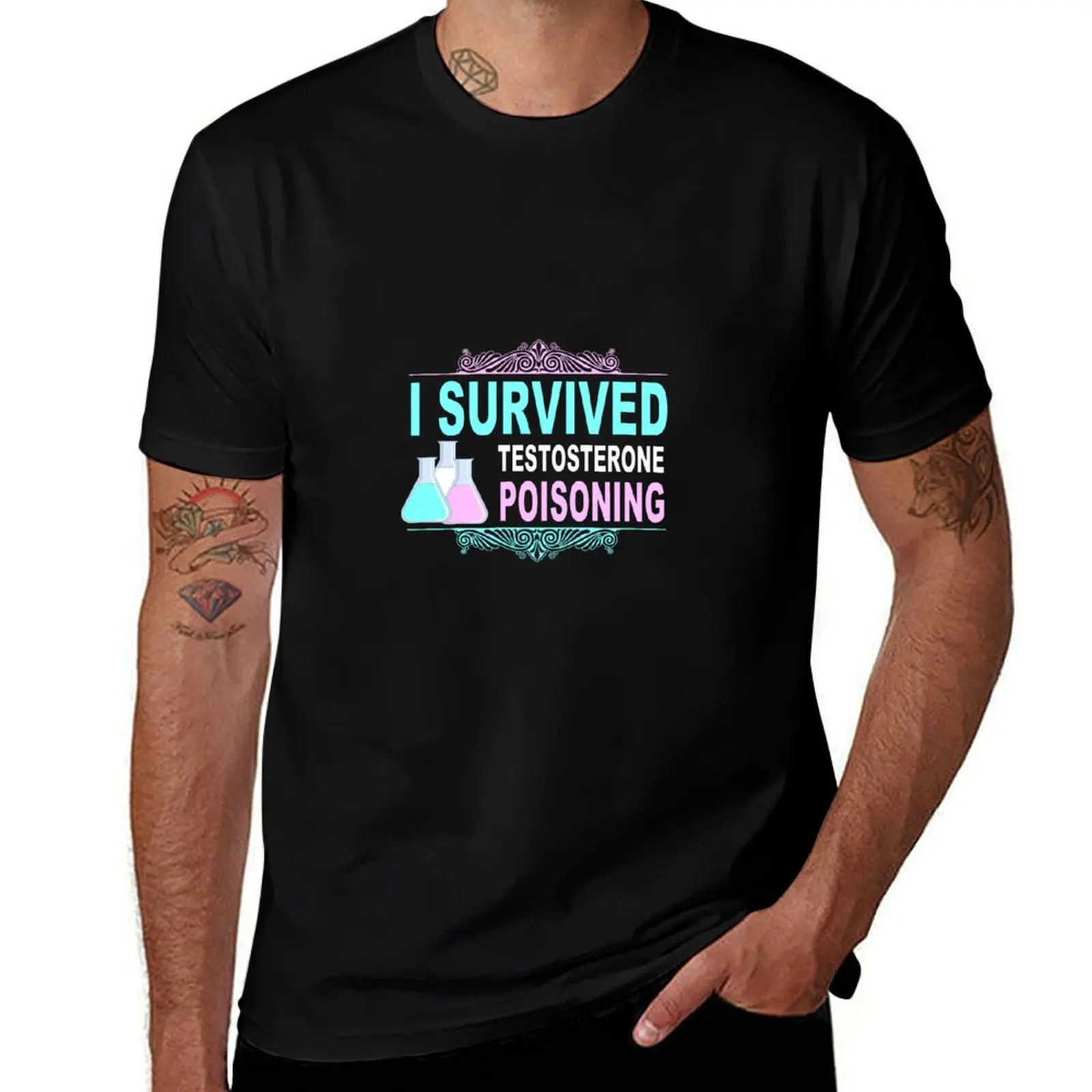 I Survived Testosterone Poisoning - Transgender T-Shirt sweat vintage clothes plus sizes heavyweights mens clothes