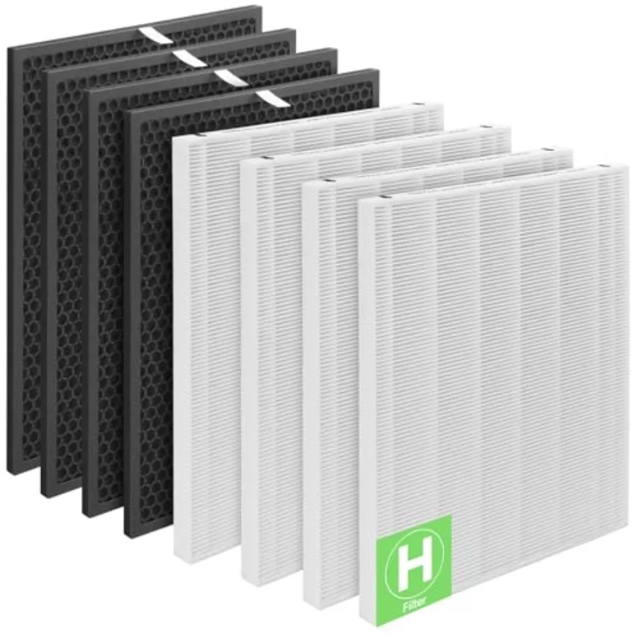 

116130 Replacement Filter H Compatible with Winix 5500-2 Purifier and Models AM80 4-Set Include 4×Filters + 4×Activated Carbon