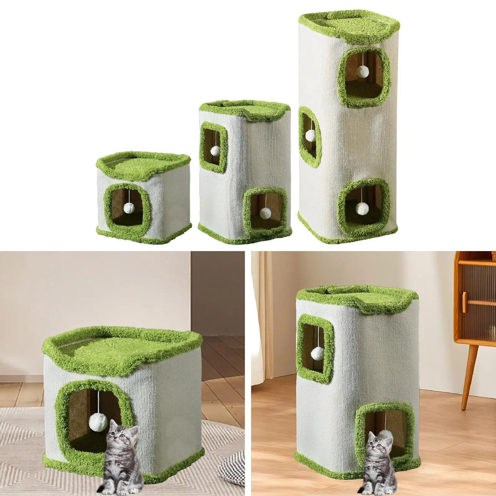 

Cat Bed Cube Condos Enclosed Furniture Protection Furniture Large Cat House Covered Bed for Indoor Cats Multiple Small Pets