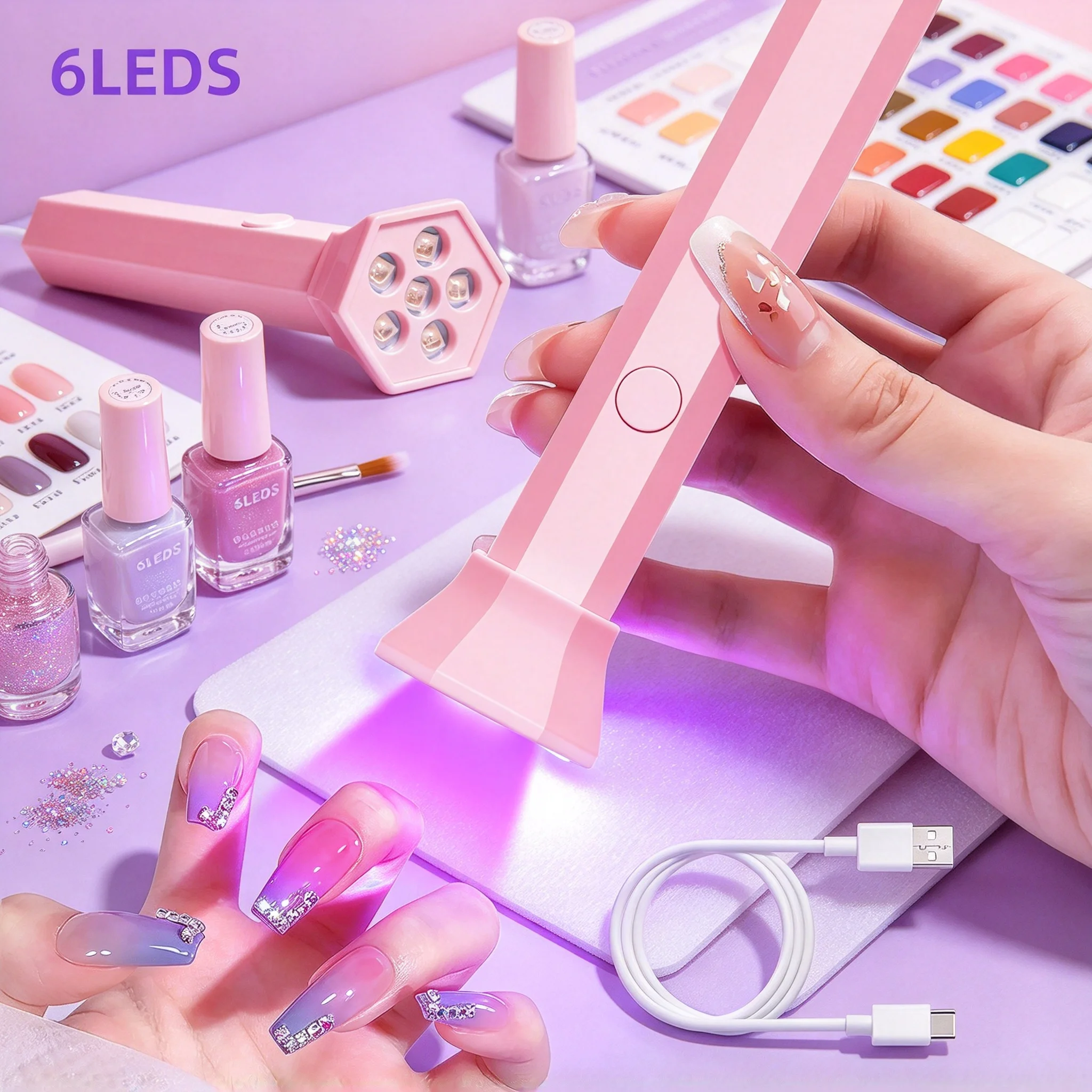 Professional  Gel Curing Lamp Nail Dryer Lamp UV LED Nail Light For Curing All Gel Polish USB Rechargeable Quick Dry Manicure