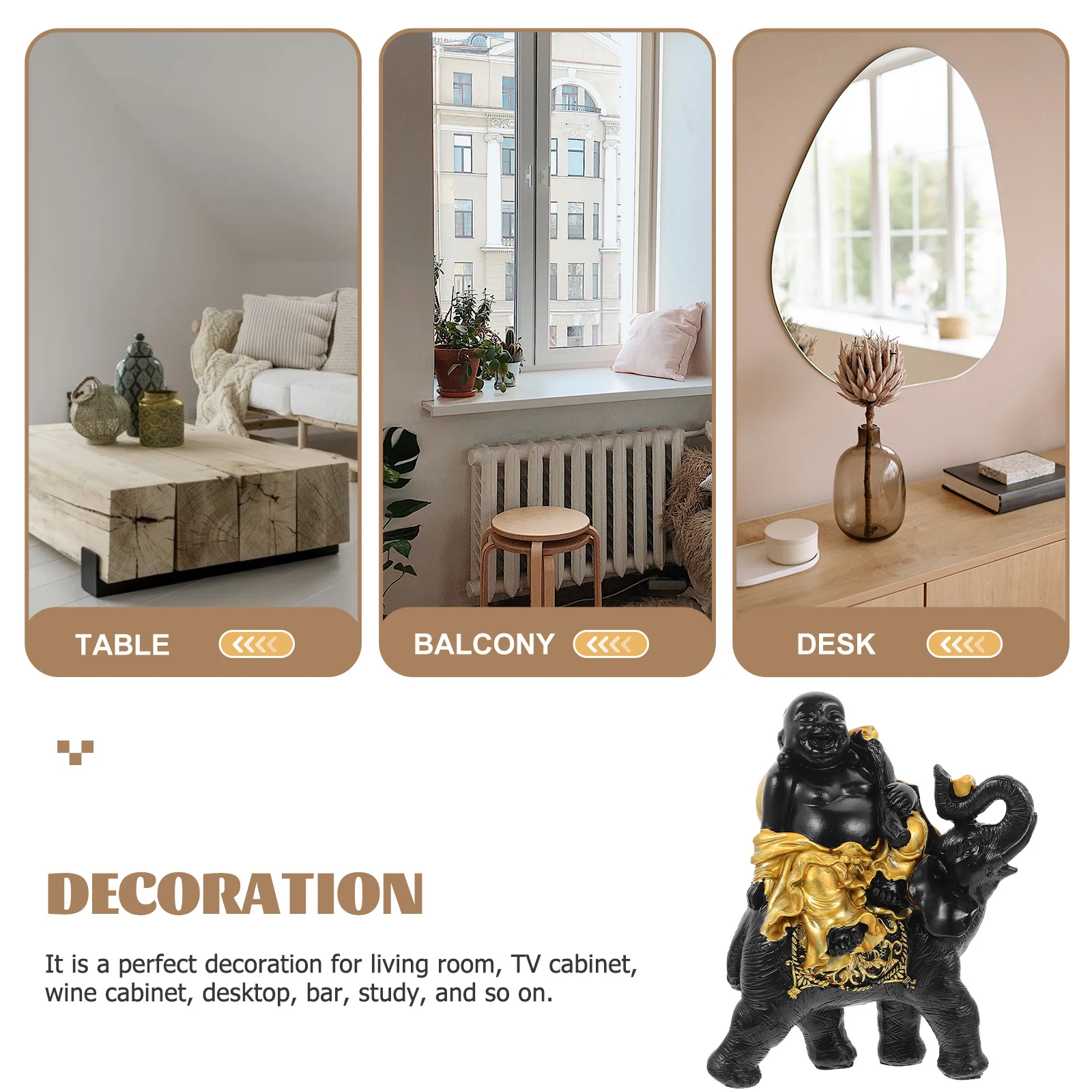 

Vintage Resin Maitreya Sitting Elephant Statue Indoor Desktop Decor Wealth Ornament Resin Elephant Statue Indoor Desktop Decor