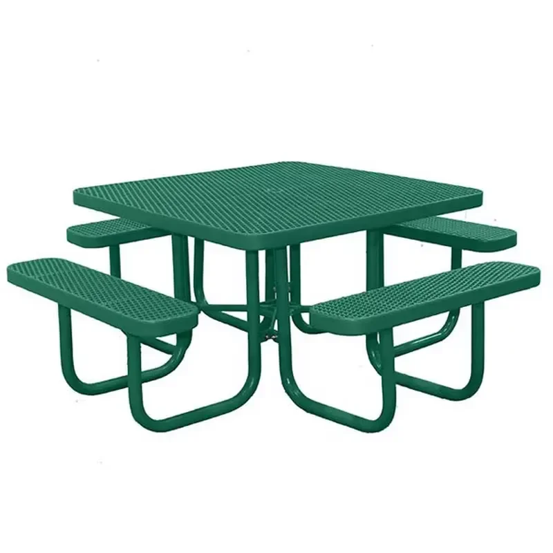 Outdoor Commercial Heavy Duty Thermoplastic Coated Metal Steel Mesh UV Anti-rust Picnic Table (with Accessories)