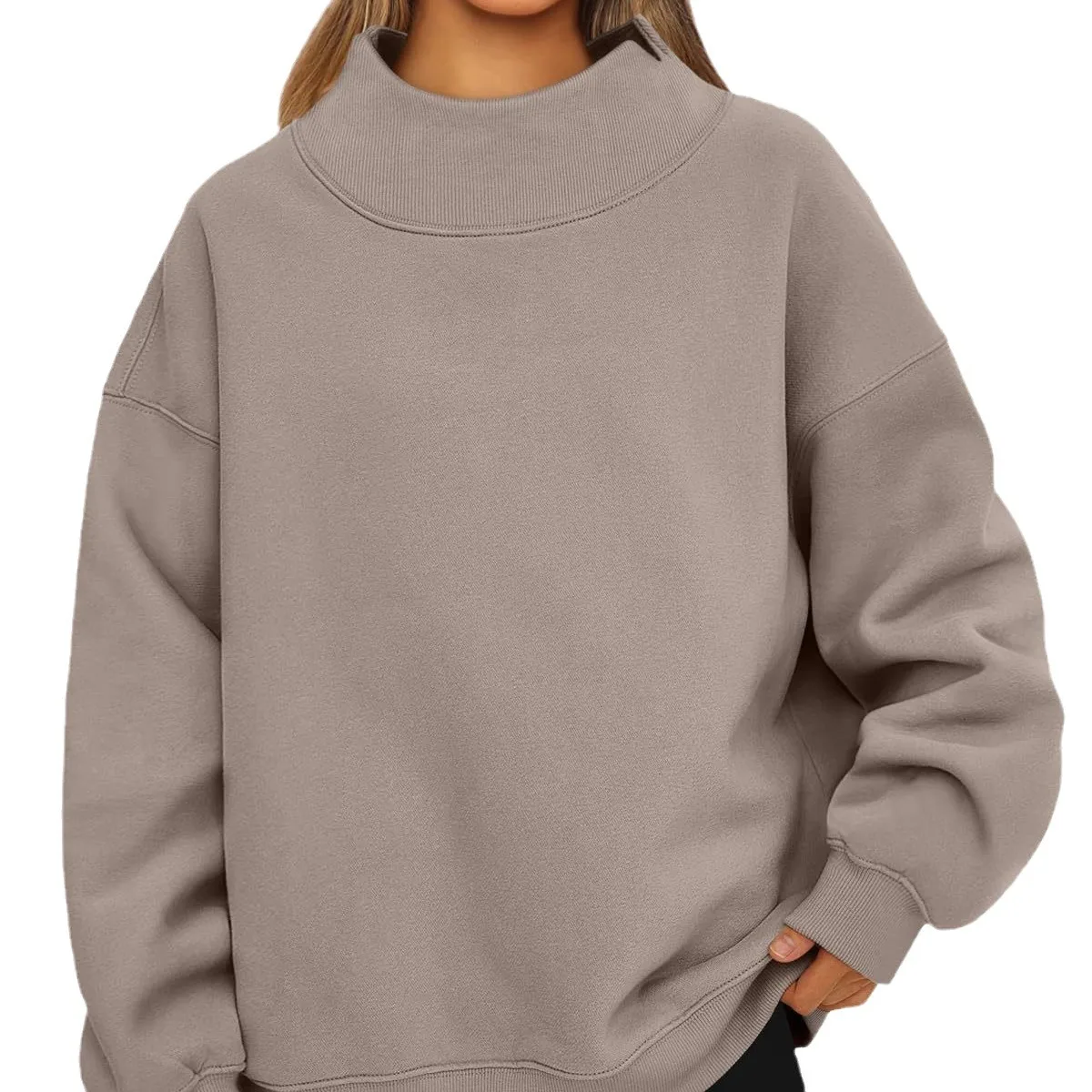 2025 Europe Beautiful Women's Sweatshirt Long-sleeved Turtleneck Sweatshirt Casual Sweater Fleece Top Women