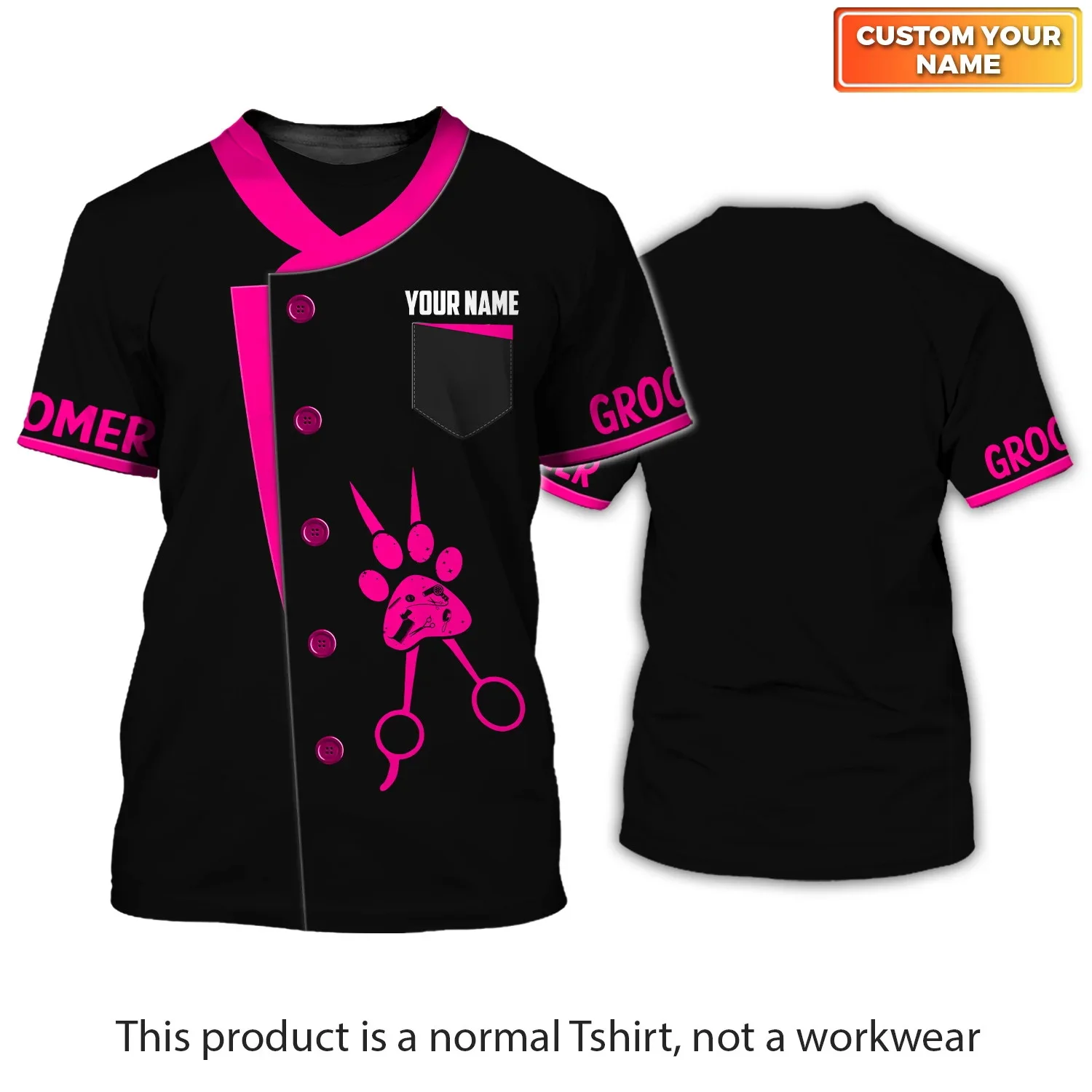 Latest Dog Groomer Pesonalized Summer T shirt Custom 3D Printed Unisex t shirt Grooming Uniform T-Shirt [Non Workwear] DW171