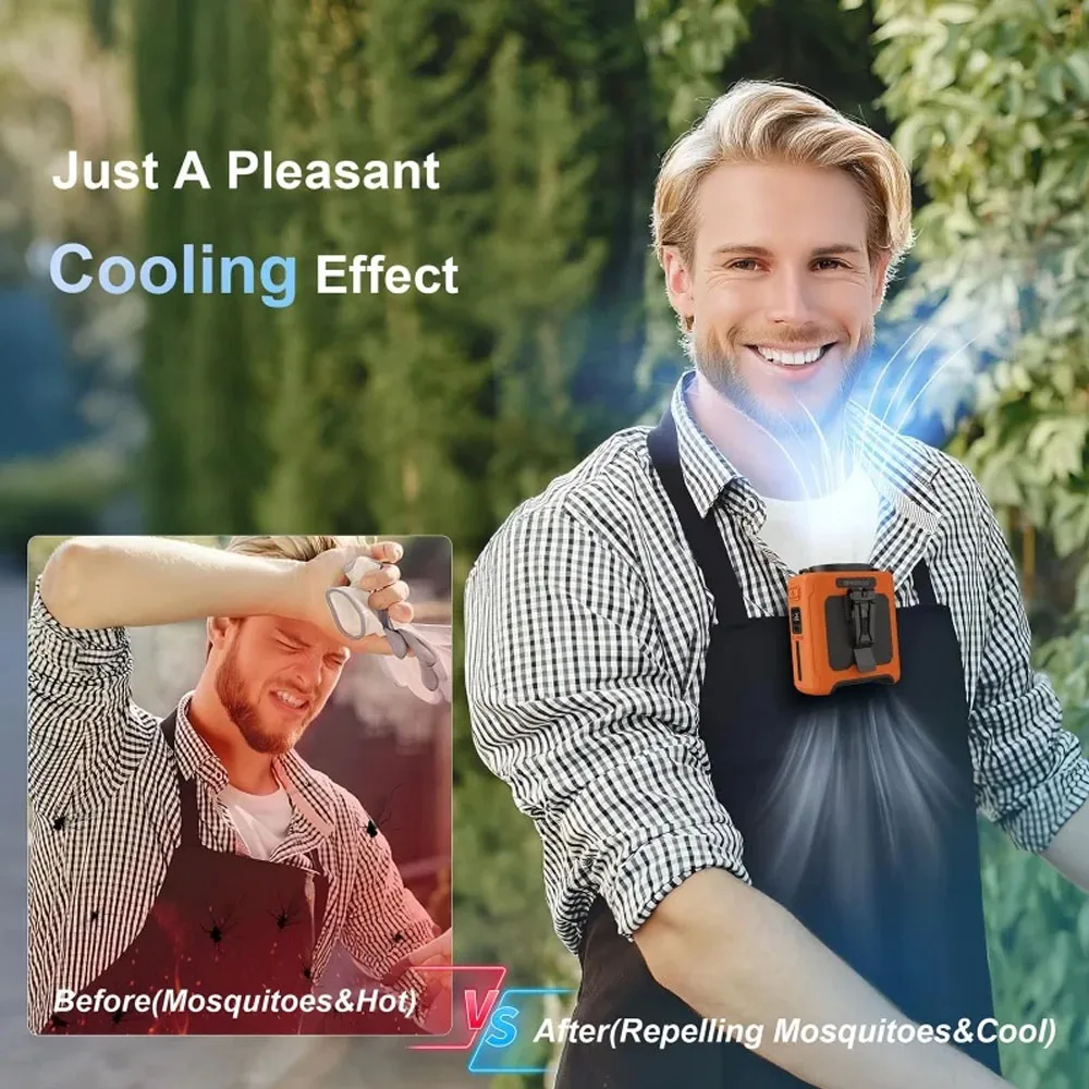 Taillenclip-Ventilator, tragbarer Mini-Halsventilator zum Aufhängen, wiederaufladbarer USB-Ventilator, kleiner Outdoor-Camping-Taillenventilator mit Powerbank, LED-Licht
