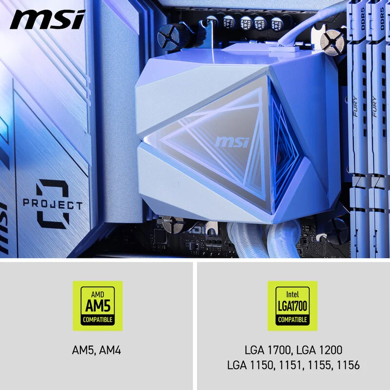 مبرد MSI MAG CORELIQUID 360R V2 أبيض 360 مم AIO | مروحة محمل كروي مزدوجة، 2000 دورة في الدقيقة، ضوضاء 14.3-34.3 ديسيبل، إضاءة RGB #4