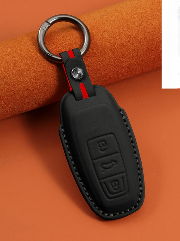 Suitable for Audi A4L2023 2024 Keycase Q5L Genuine Leather A5 Buckle A6L A3 Q3 Q2L Q7 A8 A7L Powder Q4etron