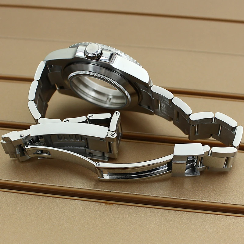40mm NH35 Watch Case Solid Steel Bracelet Slide Buckle For NH34 NH35 NH36 NH38 4R36 ETA2824 Miyota8215 Movement 20ATM Waterproof