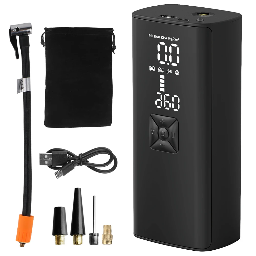

Автомобильный воздушный компрессор, измеритель давления в шинах, 4000 мАч, PSI, со стандартным фонариком, цифровой портативный насос для накачки шин, воздушный насос