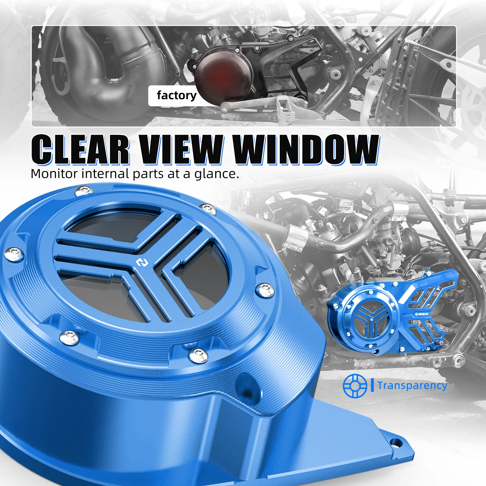 NICECNC For Yamaha Banshee 350 YFZ350 1987-2006 ATV Stator Cover Aluminum Quiet Chain Guar  View Window Replace 2GU-15411-00-00