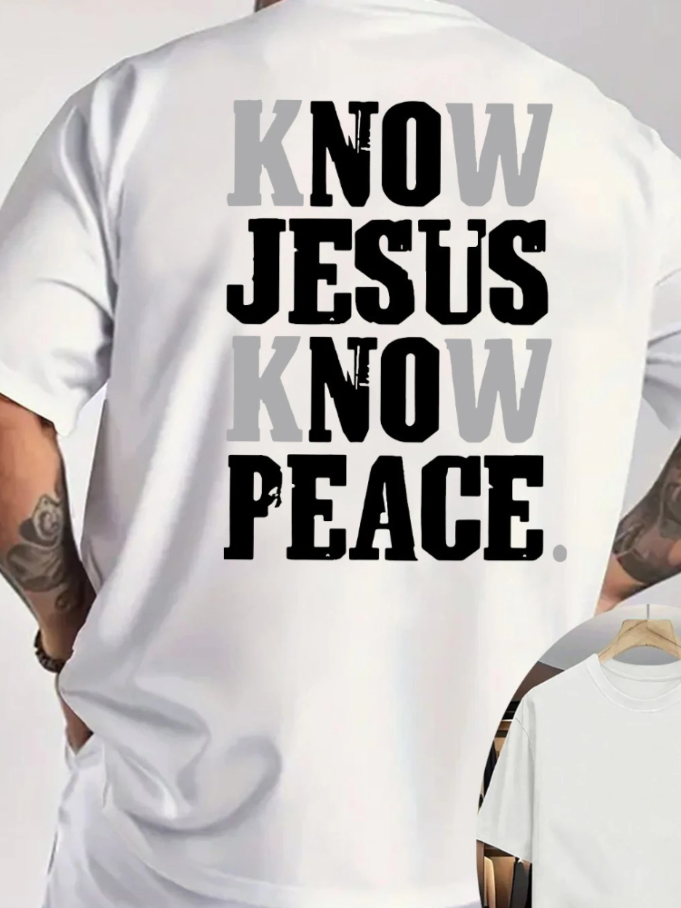 Know Know Peace Men'S Print T-Shirt, Men'S Crew-Neck T-Shirt Featuring a Back Print, Crafted from Soft, Breathable, And Moisture