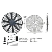 Ventilador de enfriamiento del aire acondicionado del automóvil 15 pulgadas, 80W 120W 12V/24V, ventilador eléctrico del aire acondicionado 14 pulgadas