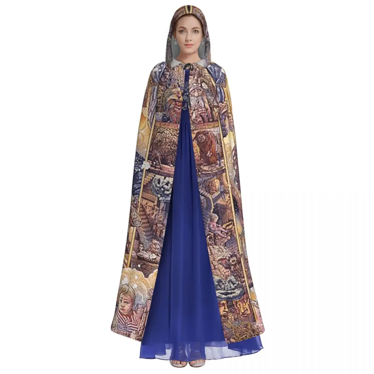 العودة إلى متاهة فيلم طويل مقنع عباءة ساحرة القرون الوسطى زي تأثيري كيب هالوين معطف الكبار للجنسين