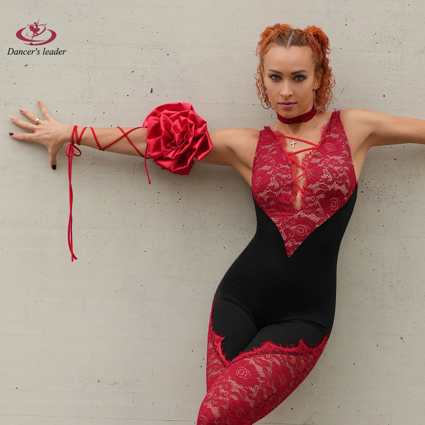 راقصة لاتينية، بدلة دانتيل مرقعة باللونين الأسود والأحمر للبالغين والأطفال، زي أداء سامبا لحمام السباحة باللون الأسود