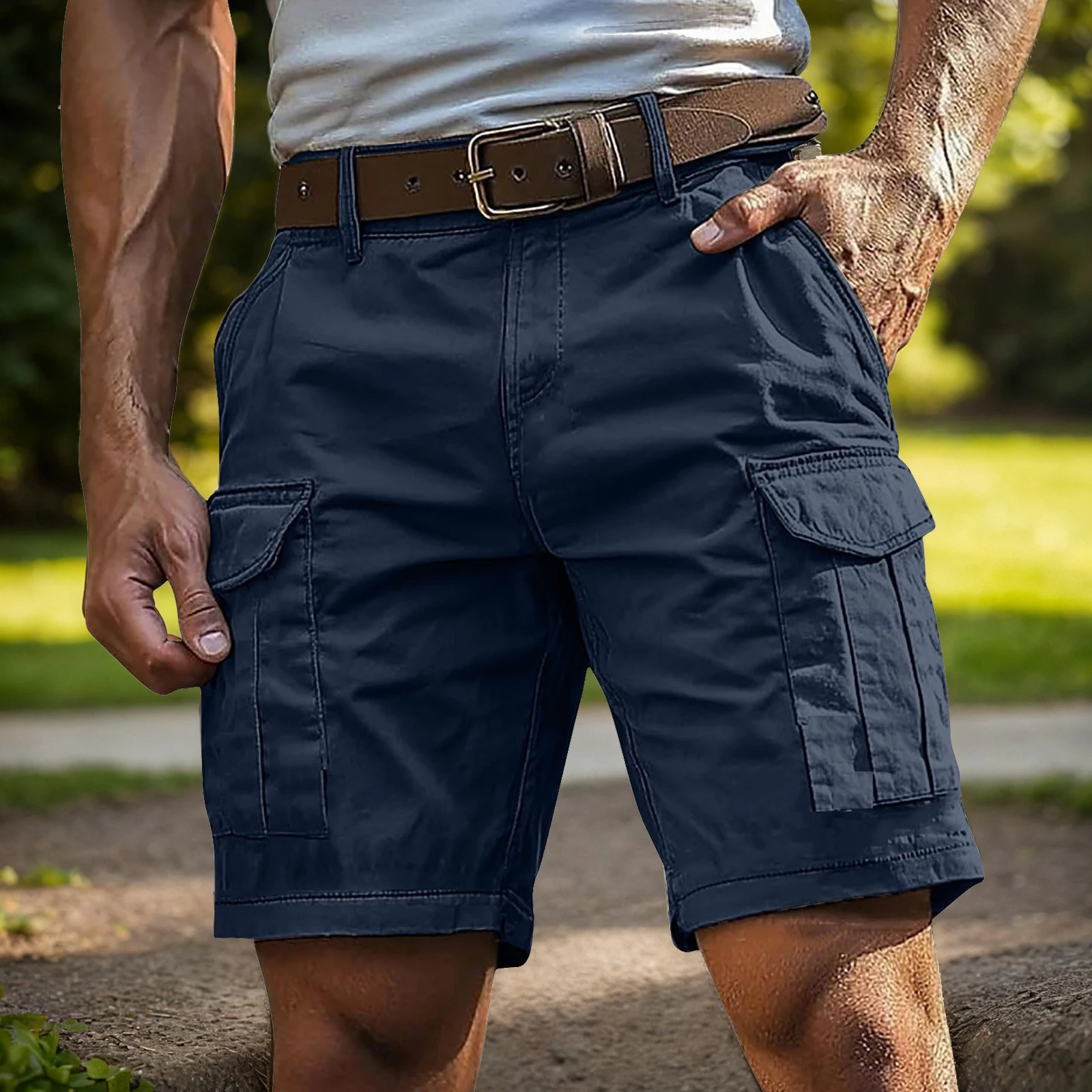 Zomer cargo shorts voor heren, casual en stijlvol, rechte pijpen, sportieve shorts met meerdere zakken, shorts tot halverwege de dij, tactische shorts