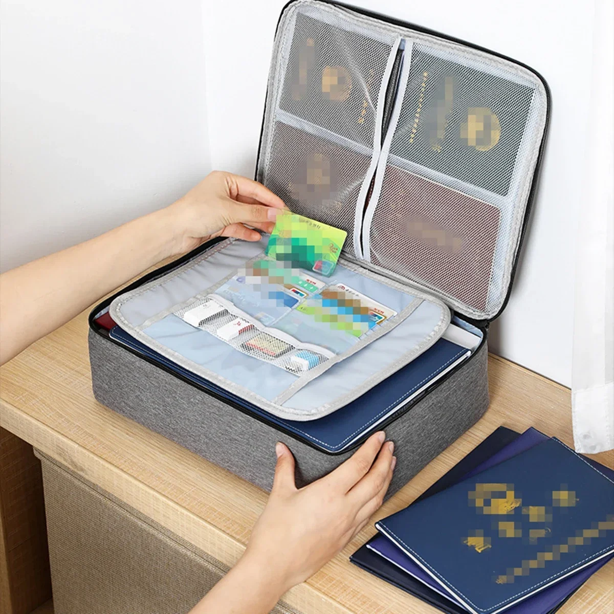 حقيبة تخزين تذاكر المستندات متعددة الطبقات ذات سعة كبيرة مع قفل منظم ملفات الشهادة وحقيبة جواز سفر منزلية