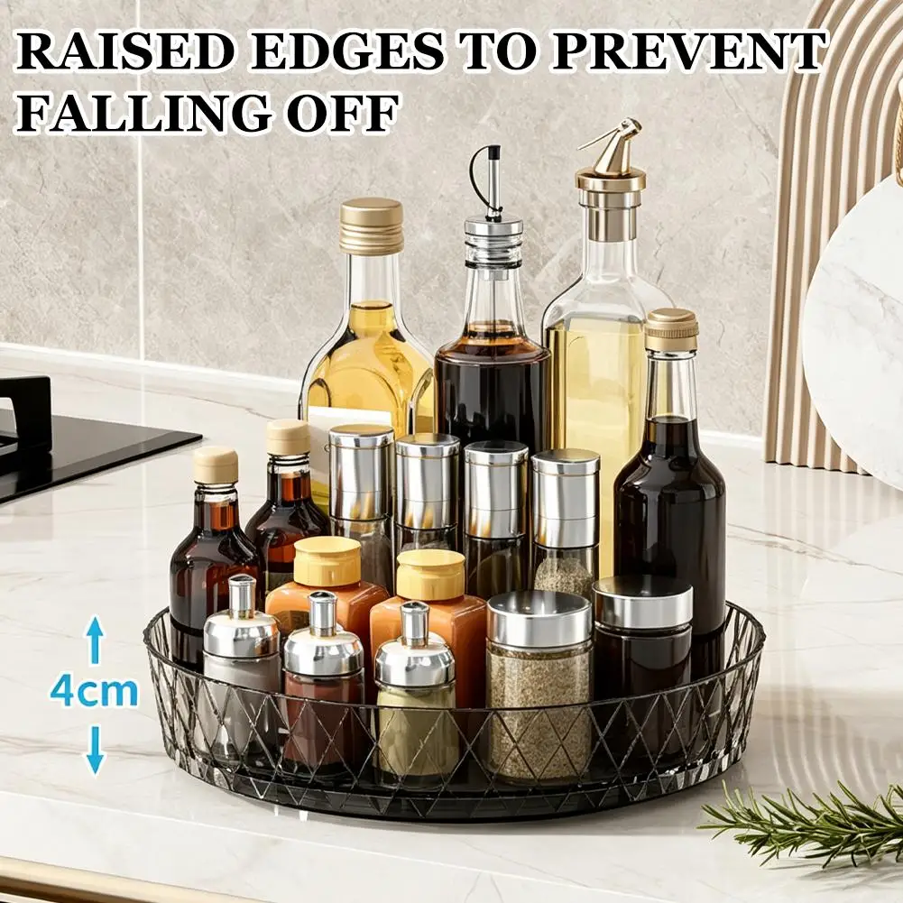360° rotating rack,multifunctional storage turntable for kitchen countertops,spice storage rack,living room desktop storage tray