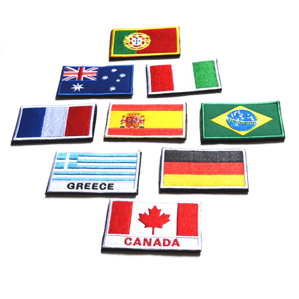 

5Pcs Sports Embroidery Cloth Patches National Flag Badge Accessories Armband Decorative DIY Repair for Jackets Bags Hats Shoes