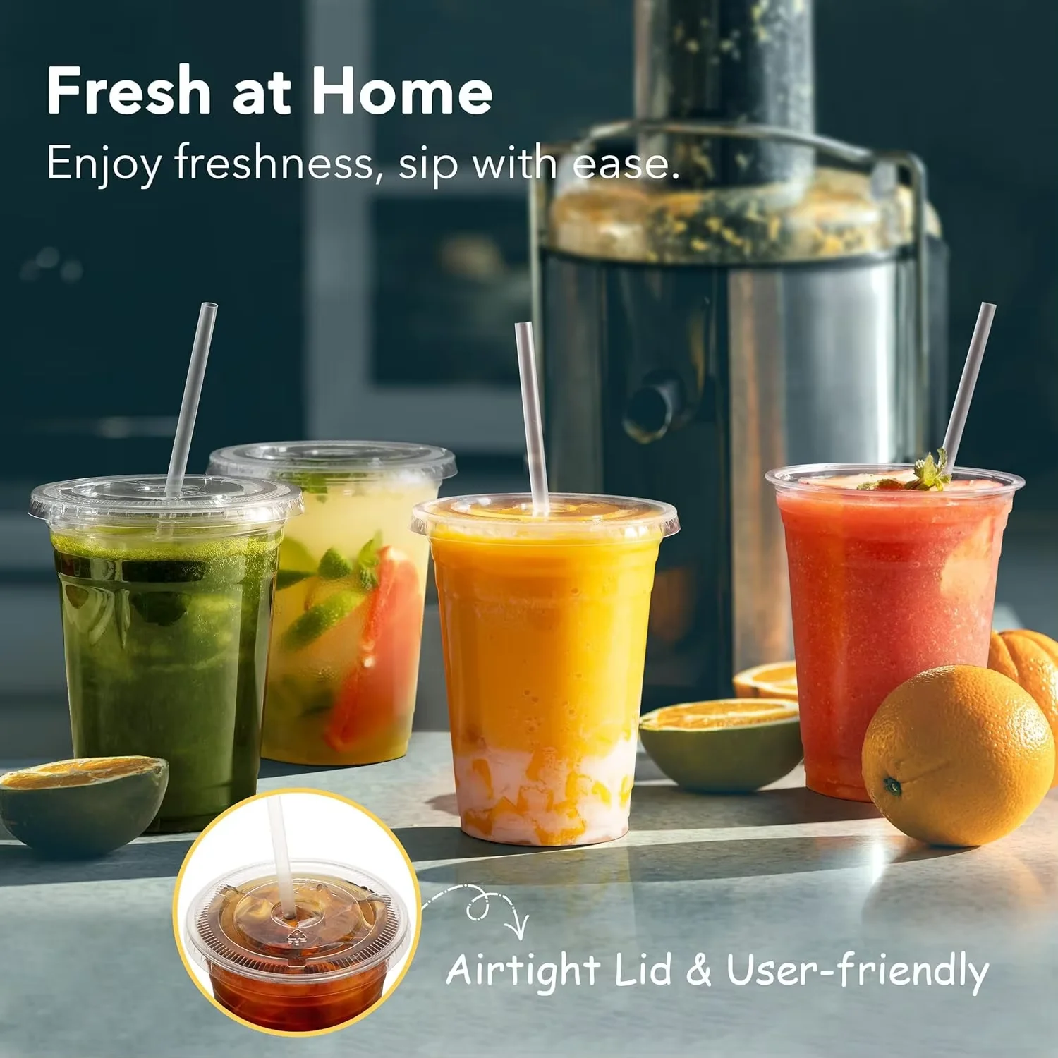 

50 шт./компл., пластиковые стаканчики 12/16/20 унций с крышками, прозрачные одноразовые стаканчики для вечеринок, кофе со льдом, смузи, молочный коктейль, холодные напитки