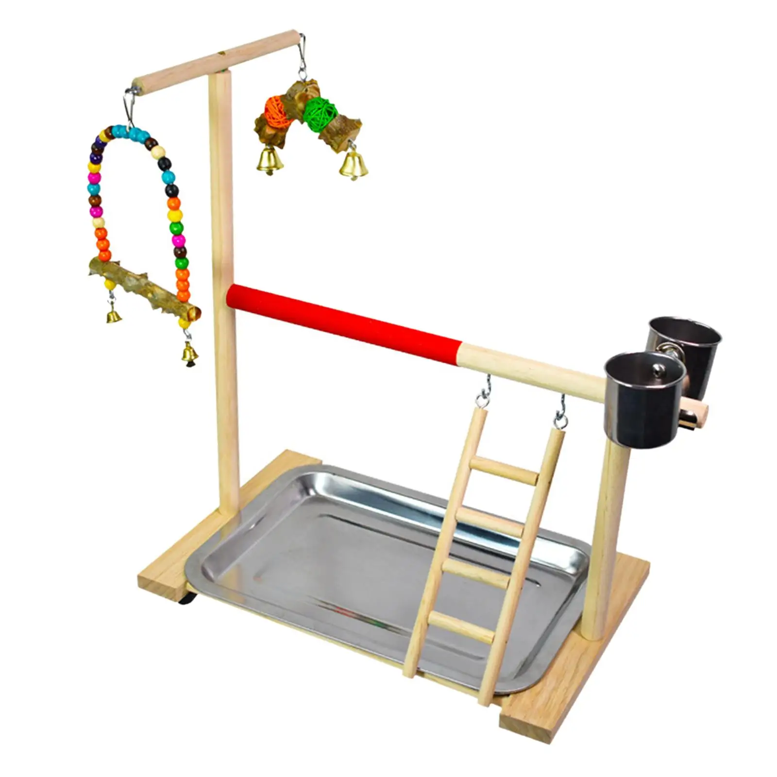 Parrot Perch Stand Wooden Easy to Install Lightweight Exercise Activity Center Bird Swing Toy for Macaws Parrot Playing