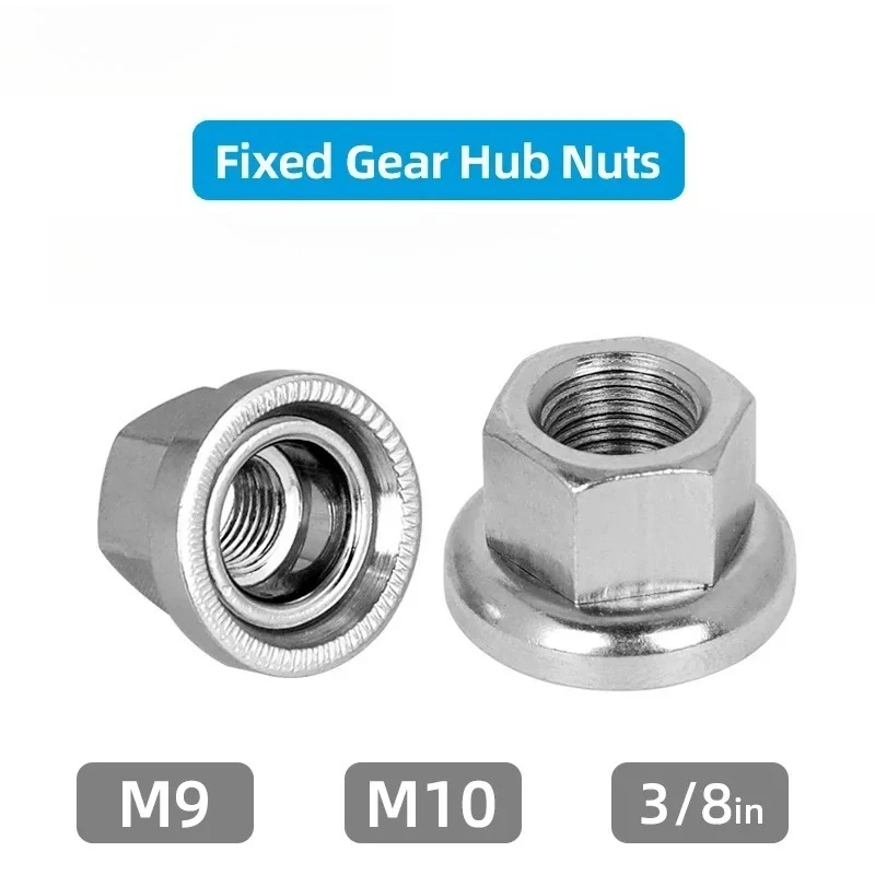 Fixed Gear Hub Nut Front Rear Drum Axle Bushing M9 M10 3/8in 26tpi Dual Nuts Riveted Anti-skid Texture Firm Hold Cap