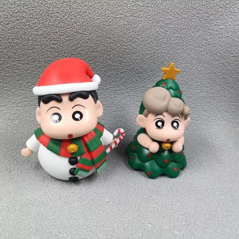 

11cm Crayon Shin-chan Figures Christmas Snowman Shin-chan Sunflower Cute Dolls Desktop Ornaments For Friends gifts Wholesale