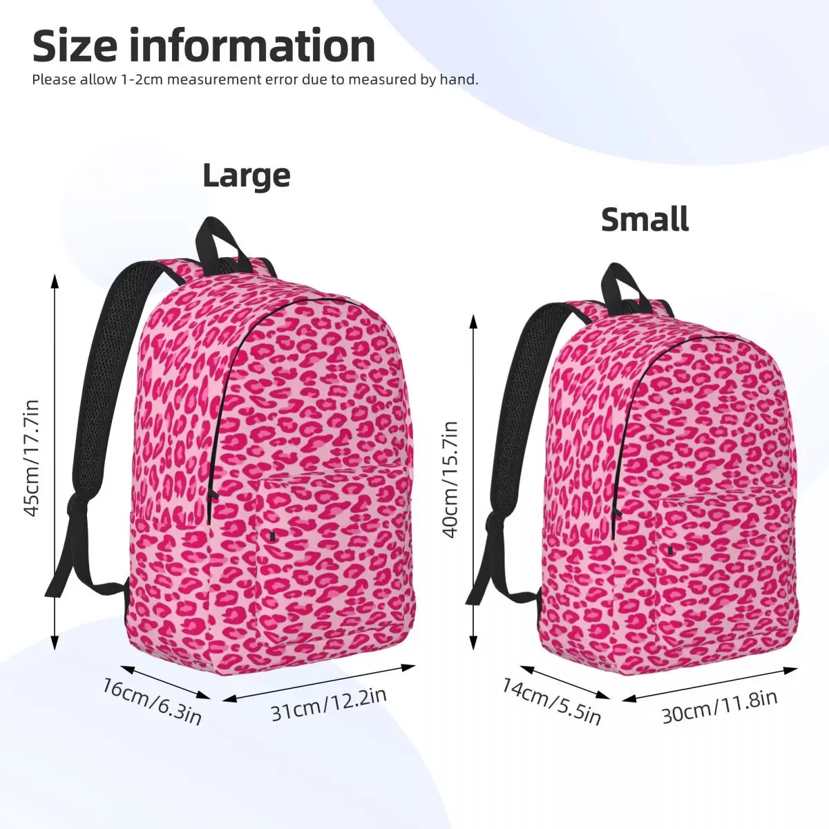 Leopard Print In Pastel Pink Hot Pink And Fuchsia Simple and stylish backpack Canvas backpack Backpacks for women